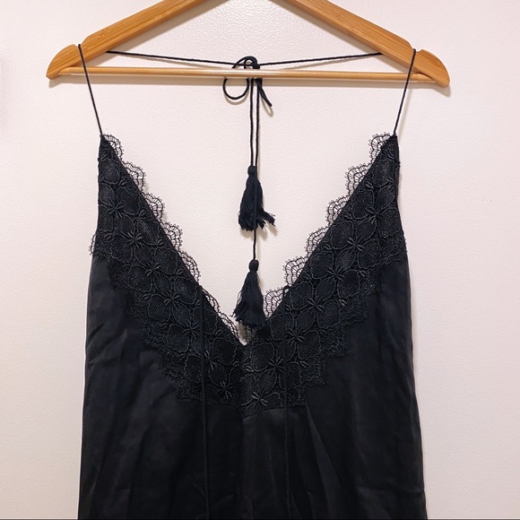 Cotton Candy LA Black Satin V-Neck Halter Dress - Picture 3 of 11